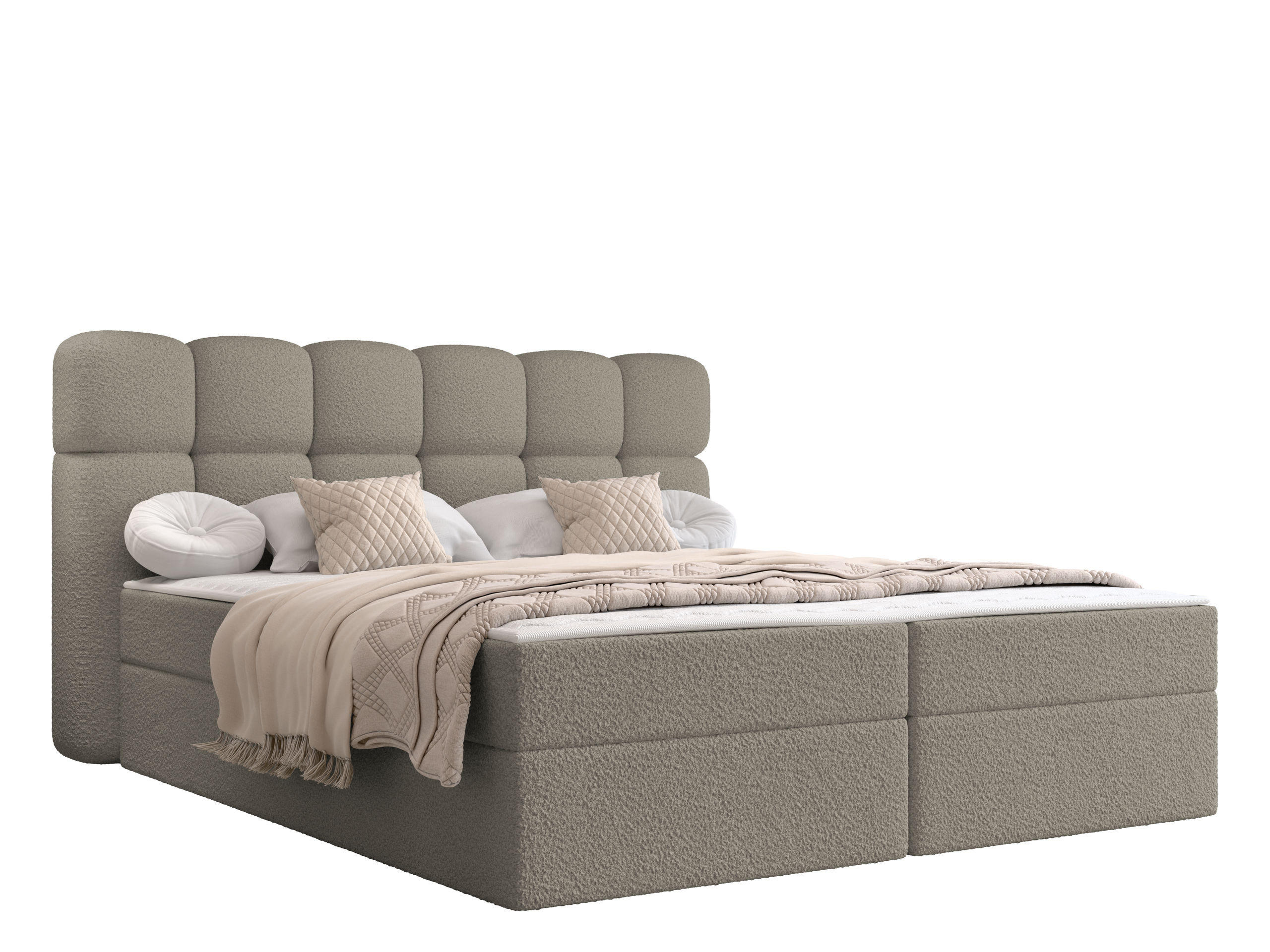 BOXBETT Softi 2 Boucle - H3 - Schwarz/Cappuccino, Holz/Holzwerkstoff (180/200cm) - MIRJAN24
