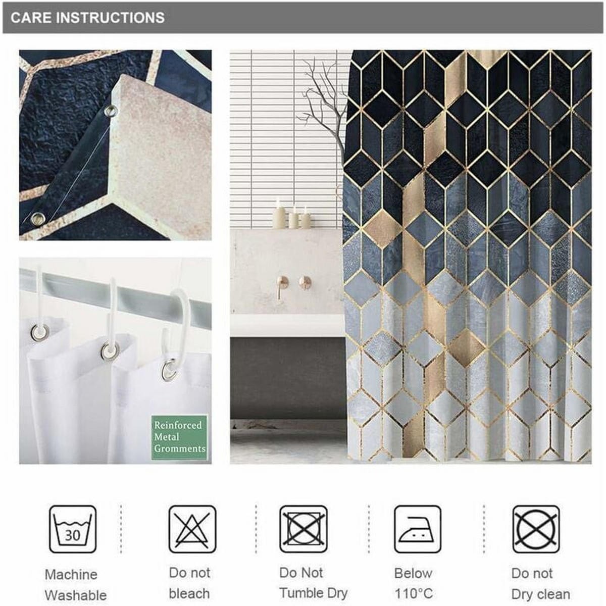 DUSCHVORHANG Polyester schimmelresistent originell maschinenwaschbar für Badezimmer mit Haken - Multicolor, Kunststoff (180/180cm) - MCBOSON