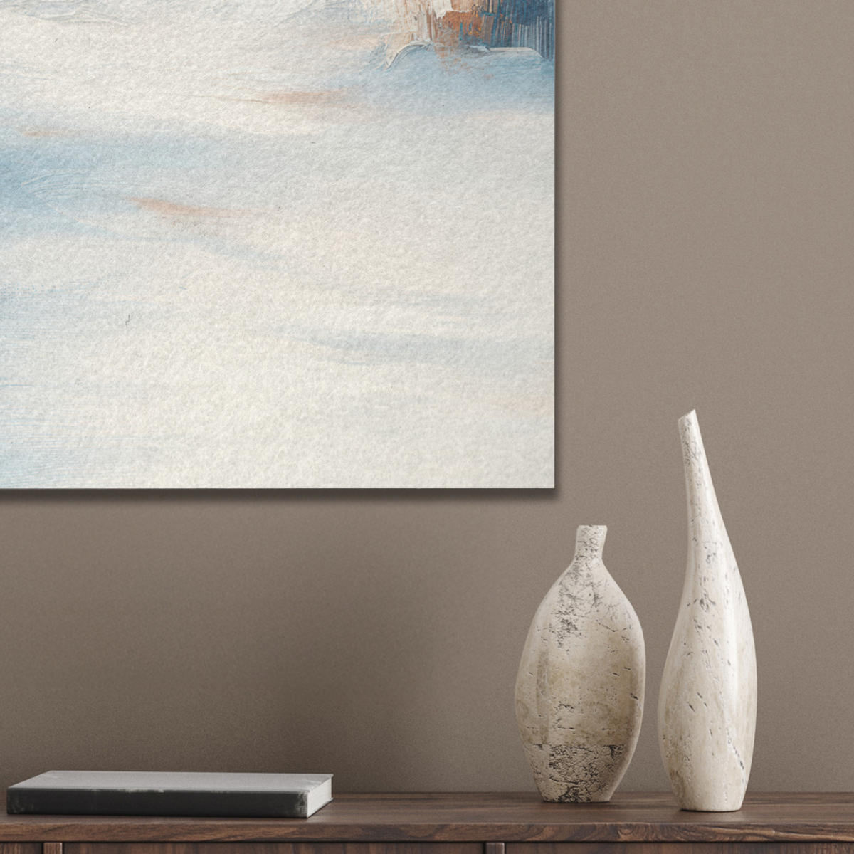 AKUSTIKBILD Wald - Winter - Natur - Abstrakt - Schnee Kunstdruck Schlafzimmer 50x70 cm - Weiß, Kunststoff (50/70/0.9cm) - MuchoWow
