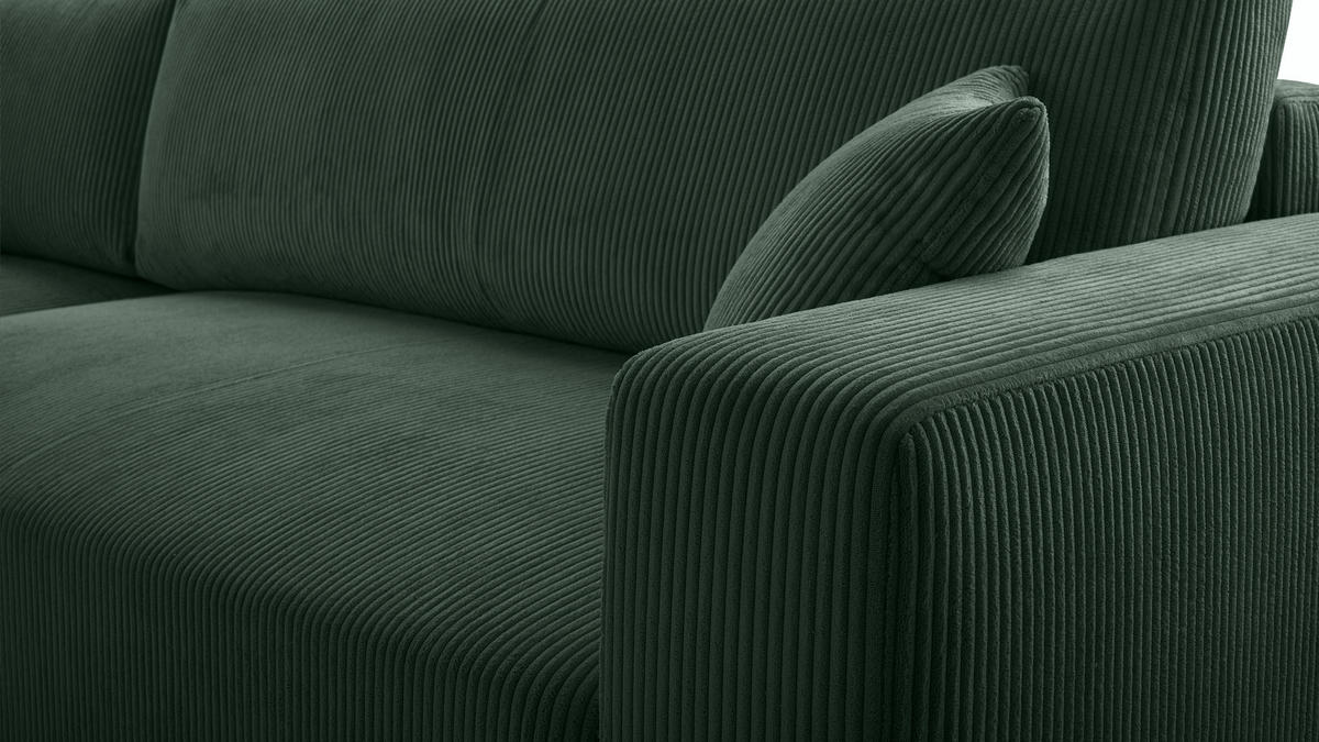 WOHNLANDSCHAFT Catea Grün 364/145/85 cm mit Schlaffunktion - Schwarz/Grün, Kunststoff/Textil (364/84/145cm) - AX Living