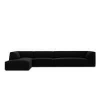 ECKSOFA links Ruby aus Samt schwarz 5 Sitzplätze - Schwarz, Textil (180/366cm) - Micadoni