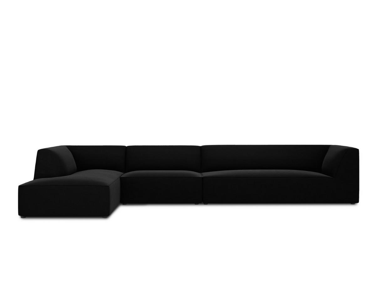 ECKSOFA links Ruby aus Samt schwarz 5 Sitzplätze - Schwarz, Textil (180/366cm) - Micadoni