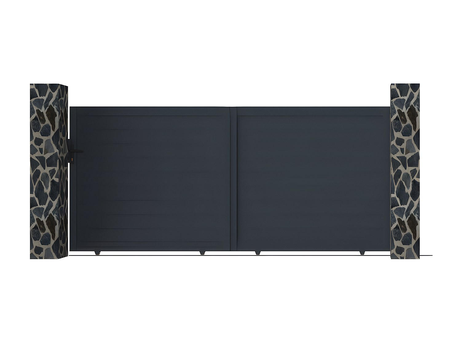 GARTENTOR Schiebetor - 374 x 165 cm - voll - Aluminium - Anthrazit - NAZARIO - Anthrazit, Metall (348/163cm) - Vente-Unique