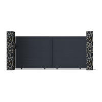 GARTENTOR Schiebetor - 374 x 165 cm - voll - Aluminium - Anthrazit - NAZARIO - Anthrazit, Metall (348/163cm) - Vente-Unique