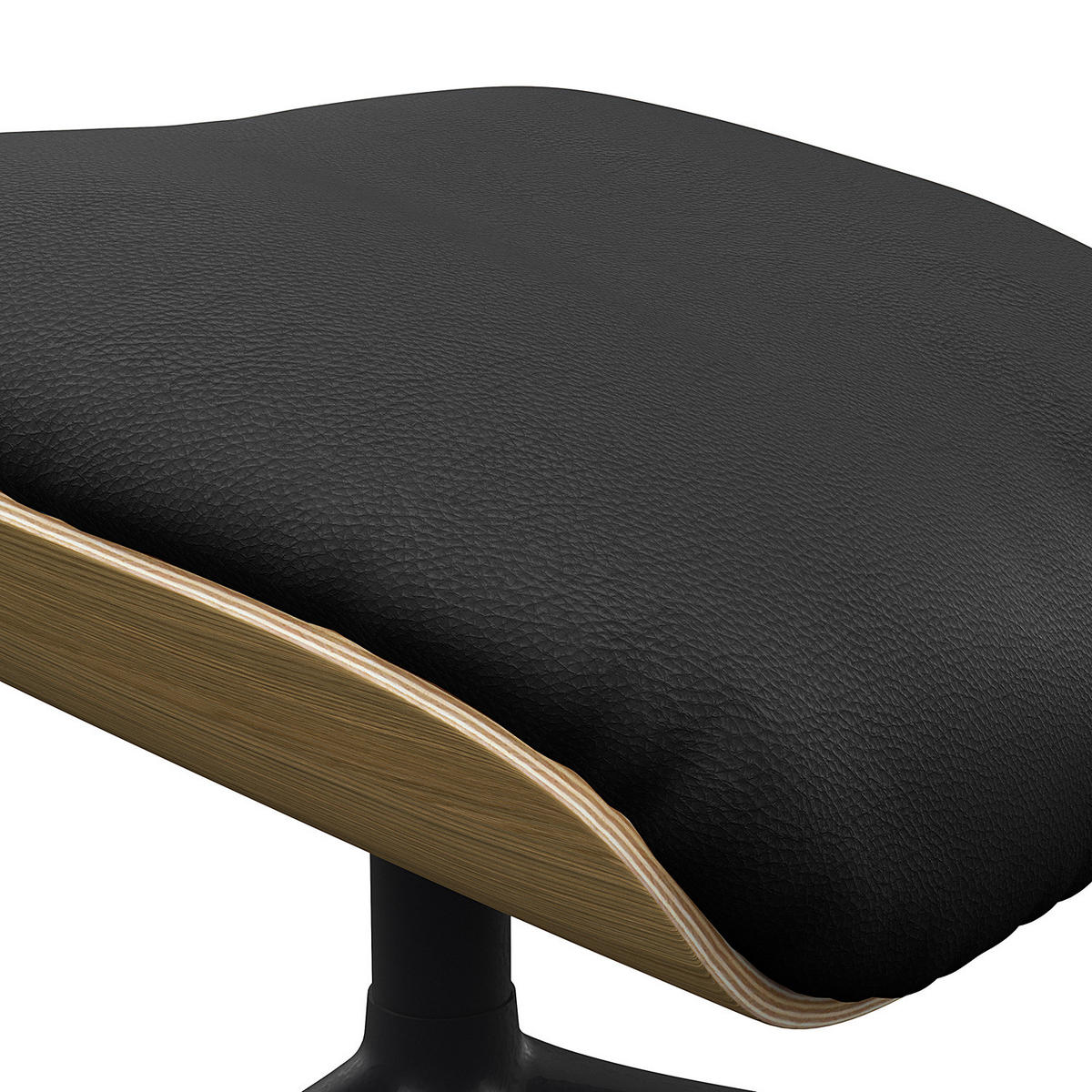 POLSTERHOCKER - Echtleder - Schwarz, Leder/Holz (49/39/44cm) - home24