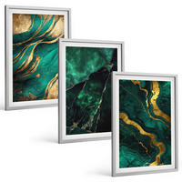 BILDER SET 3er Set - 40x60 cm Silberner Rahmen - Elegante Steinmuster - Silberfarben, Kunststoff (40/60cm) - TULUP