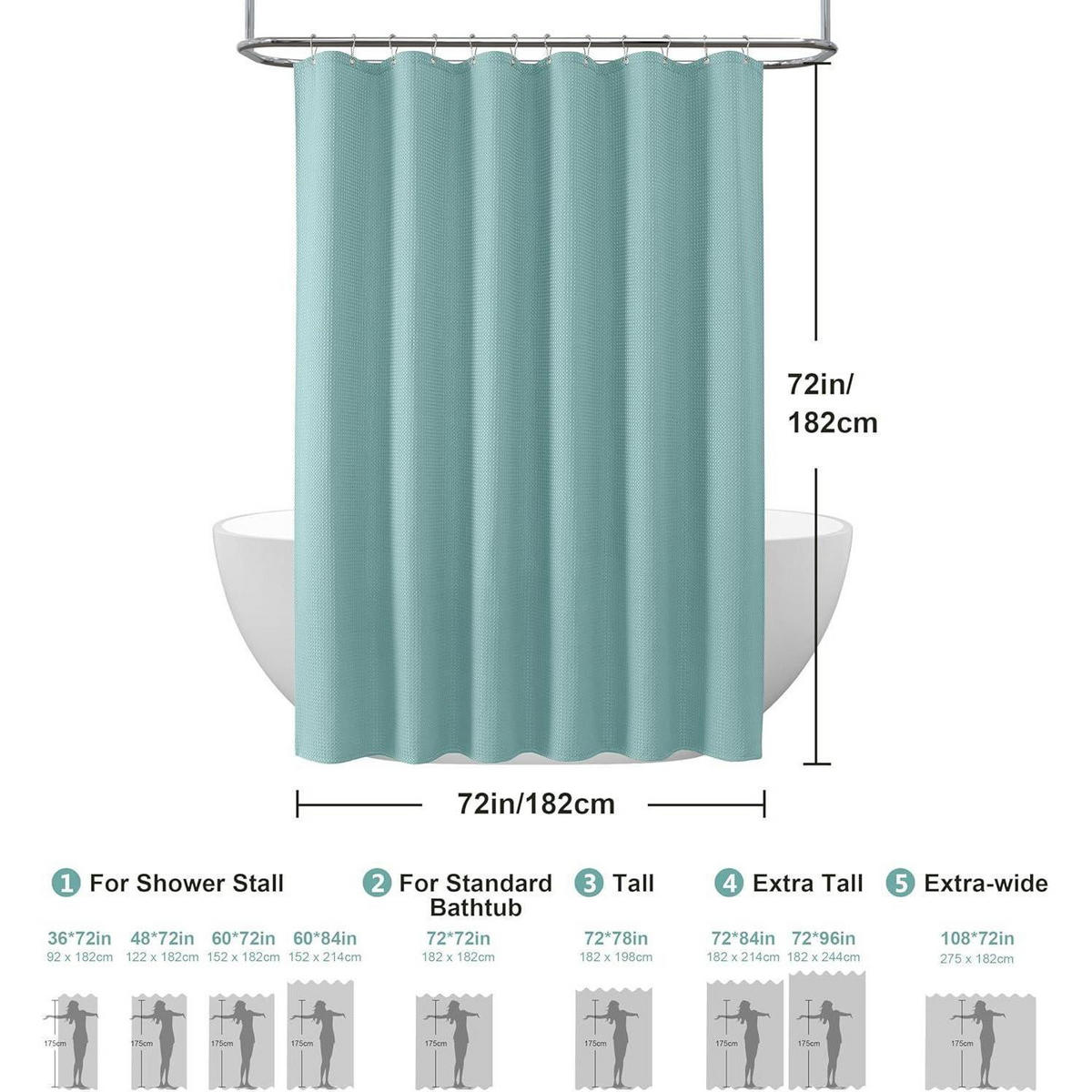 DUSCHVORHANG Waffelstoff 182 x 182 cm Türkis - Türkis, Textil (182/182cm)