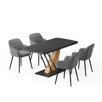 JEDILNA MIZA Fenaro, Črna/Zlati hrast z močjo, 120 x 80 cm s 4 jedilnimi stoli - črna/barve hrasta, leseni material (120/76/80cm) - Vicco