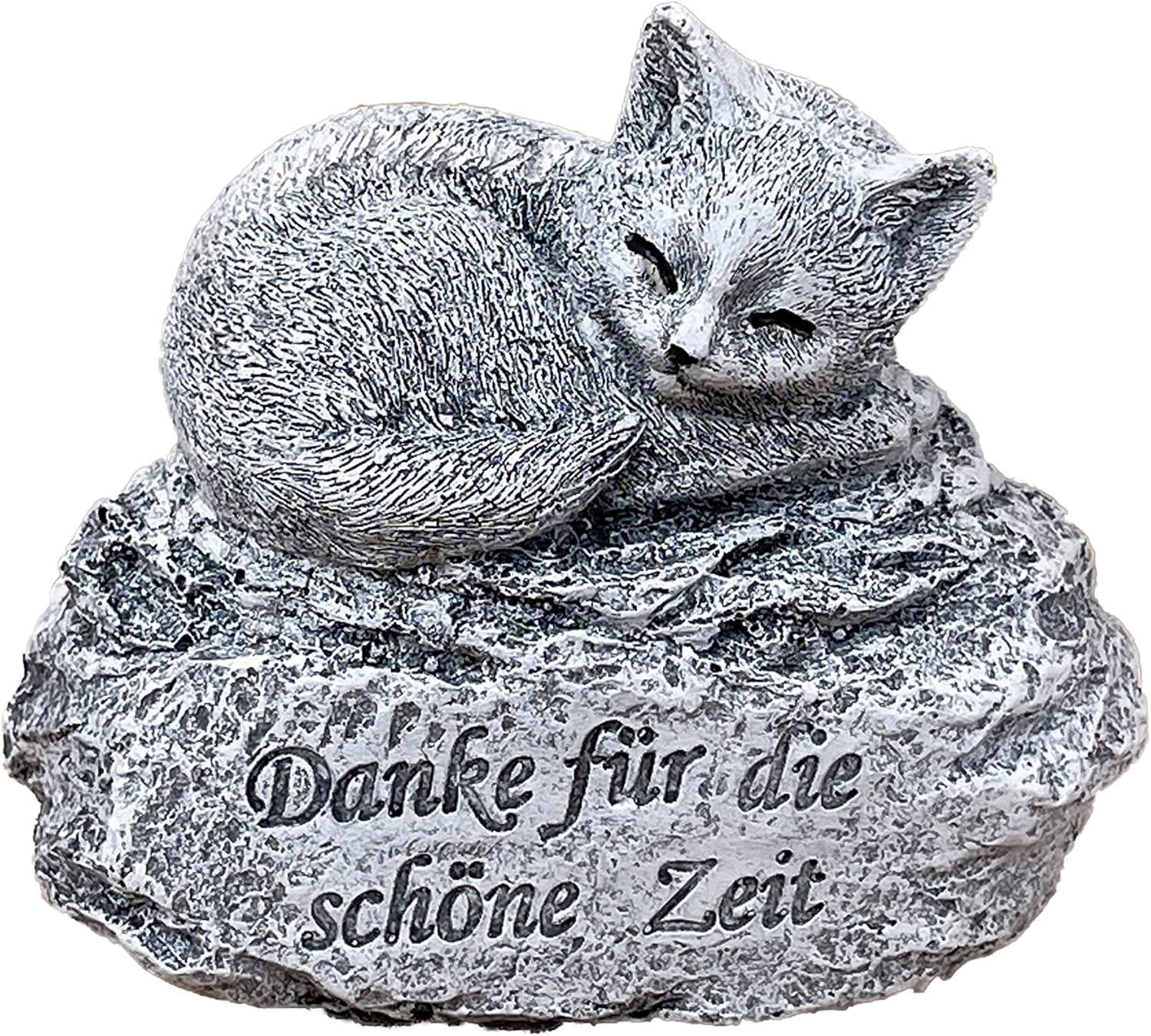 STEINFIGUR Katze Danke für die schöne Zeit Grabstein frostfest massiv - Grau, Stein (10/8/6cm) - stoneandstyle