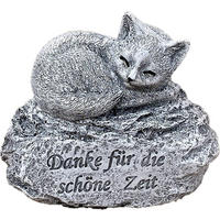 STEINFIGUR Katze Danke für die schöne Zeit Grabstein frostfest massiv - Grau, Stein (10/8/6cm) - stoneandstyle