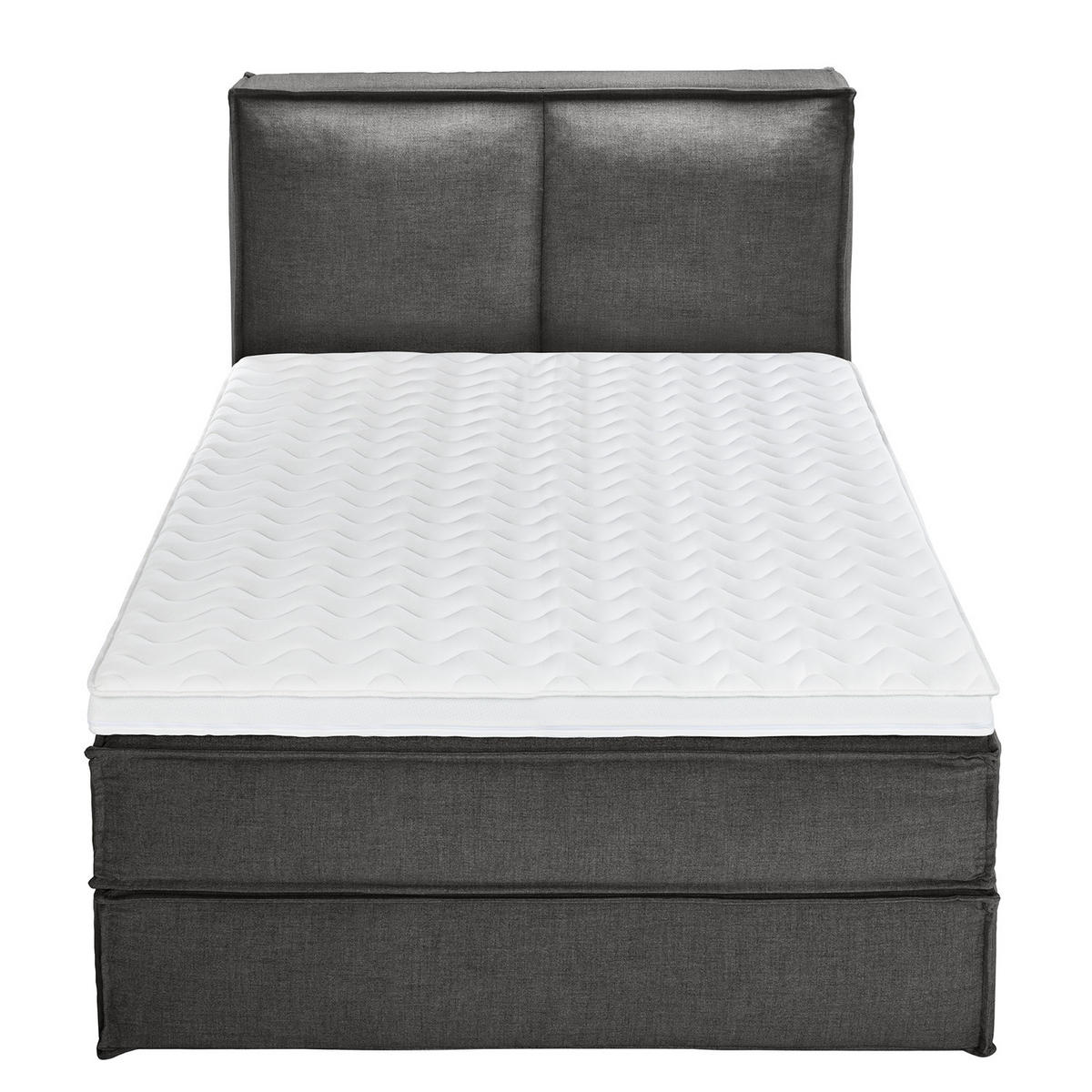 BOXSPRINGBETT mit Kopfteil - Premium - Anthrazit, Textil (140/220cm) - home24