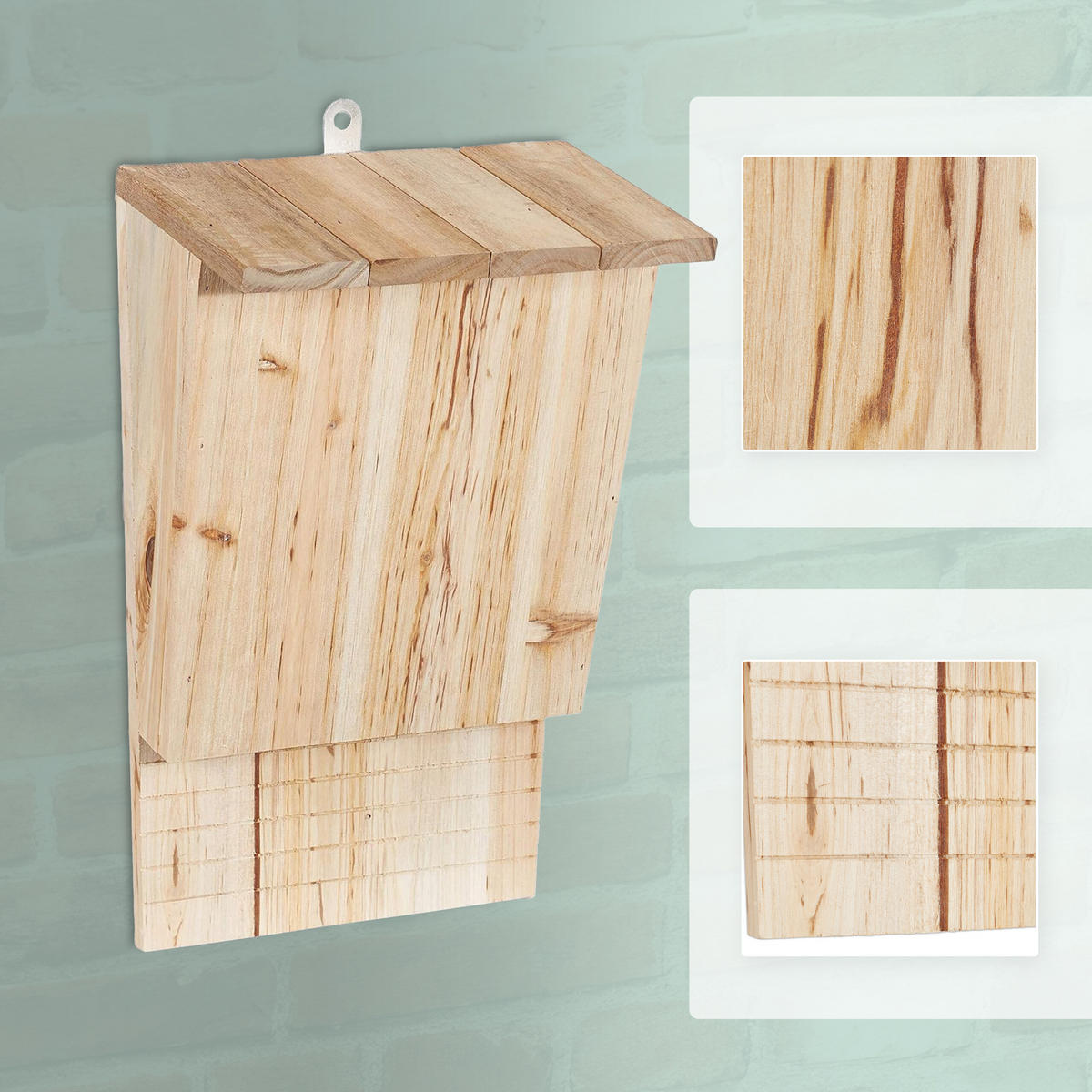 2XFLEDERMAUSKASTEN - Hellbraun, Holz/Metall (22.5/34/13cm) - Relaxdays