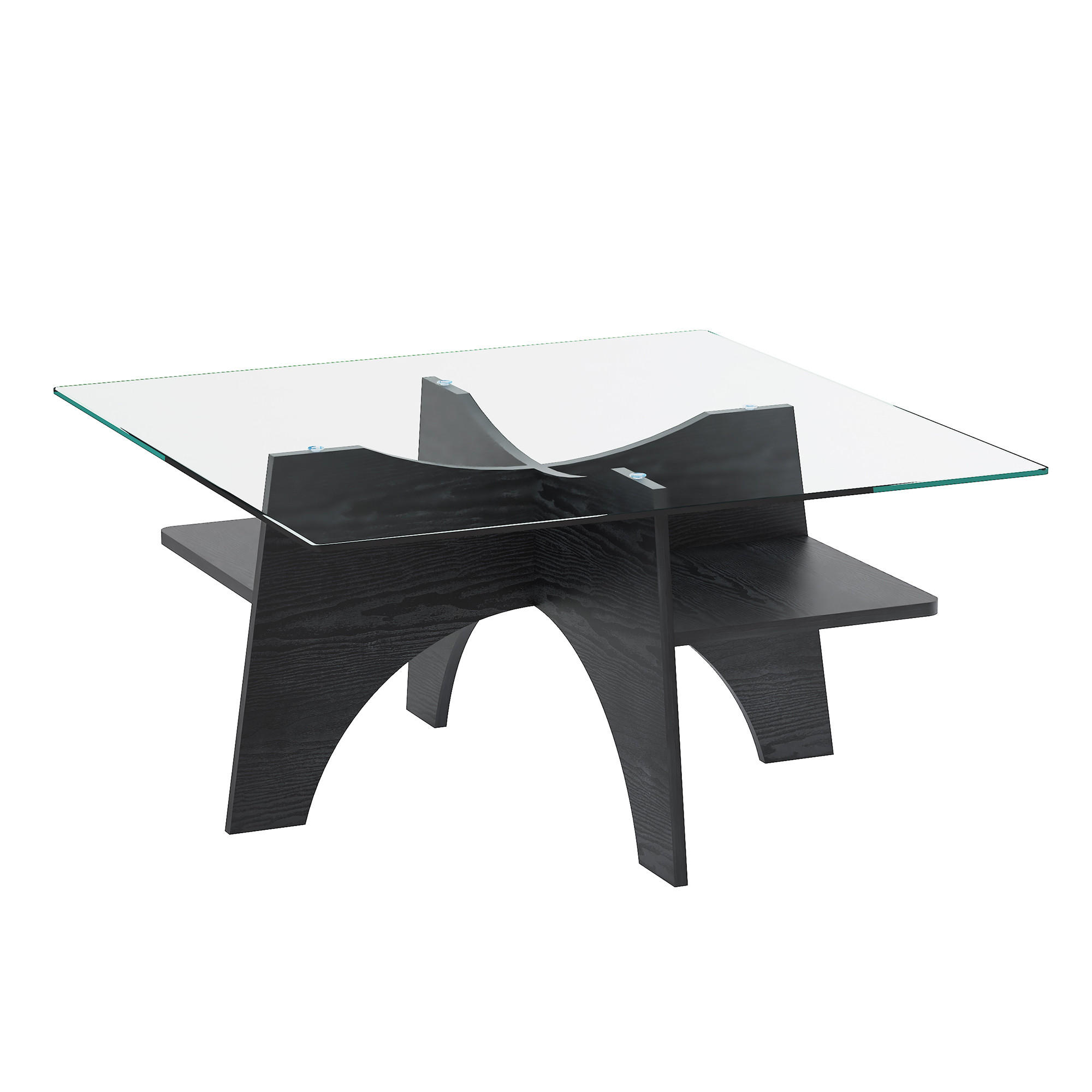 COUCHTISCH in Schwarz Moderner quadratischer Beistelltisch mit Holzoptik für Esszimmer und Wohnzimmer, B80/T80/H40 cm - Schwarz, Glas/Holzwerkstoff (80/80/40cm) - STILVORA
