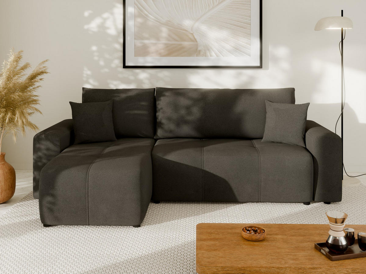 ECKSOFA Nolani mit Schlaffunktion & Bettkasten – Modern & Bequem - Braun, Kunststoff (248/145cm) - Panda Möbel