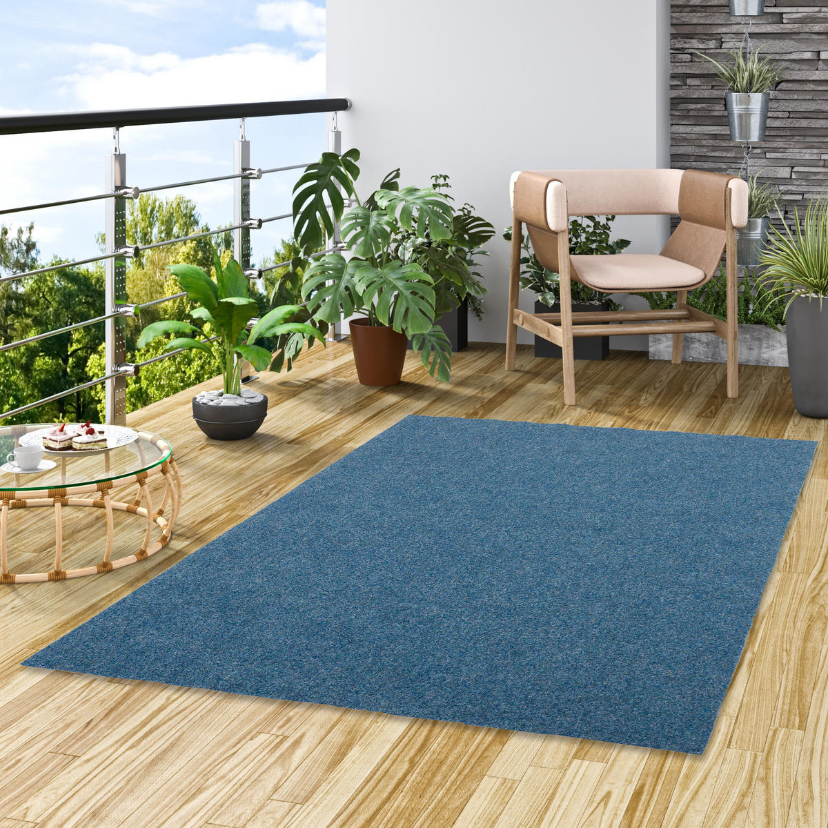 KUNSTRASEN RASENTEPPICH MIT NOPPEN KINGSTON - Blau, Textil (200/200cm) - Snapstyle