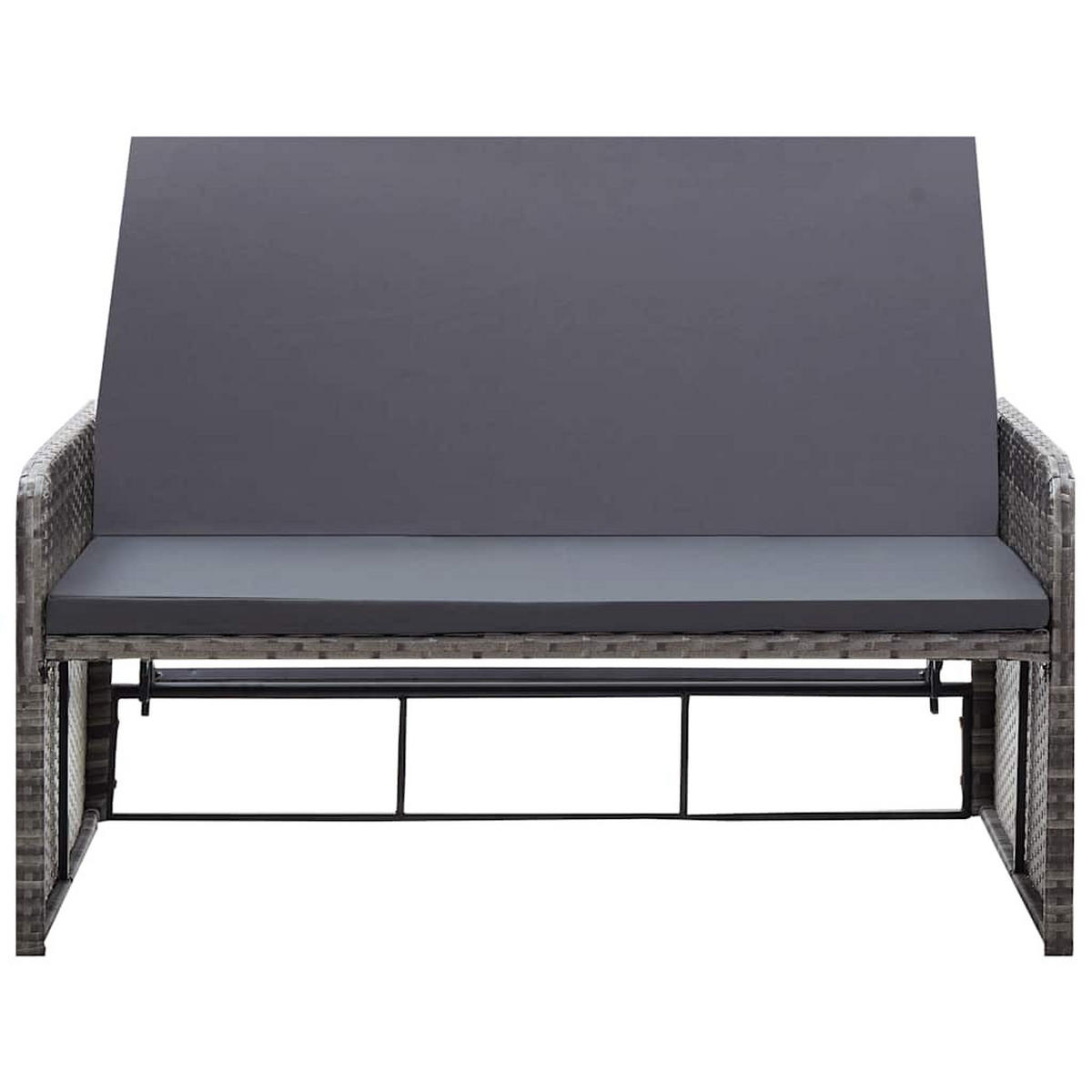 LOUNGEGARNITUR mit Auflagen und Kissenbox, aus Poly Rattan, Grau, 2-teiliges Set - Grau, Kunststoff/Textil - vidaXL