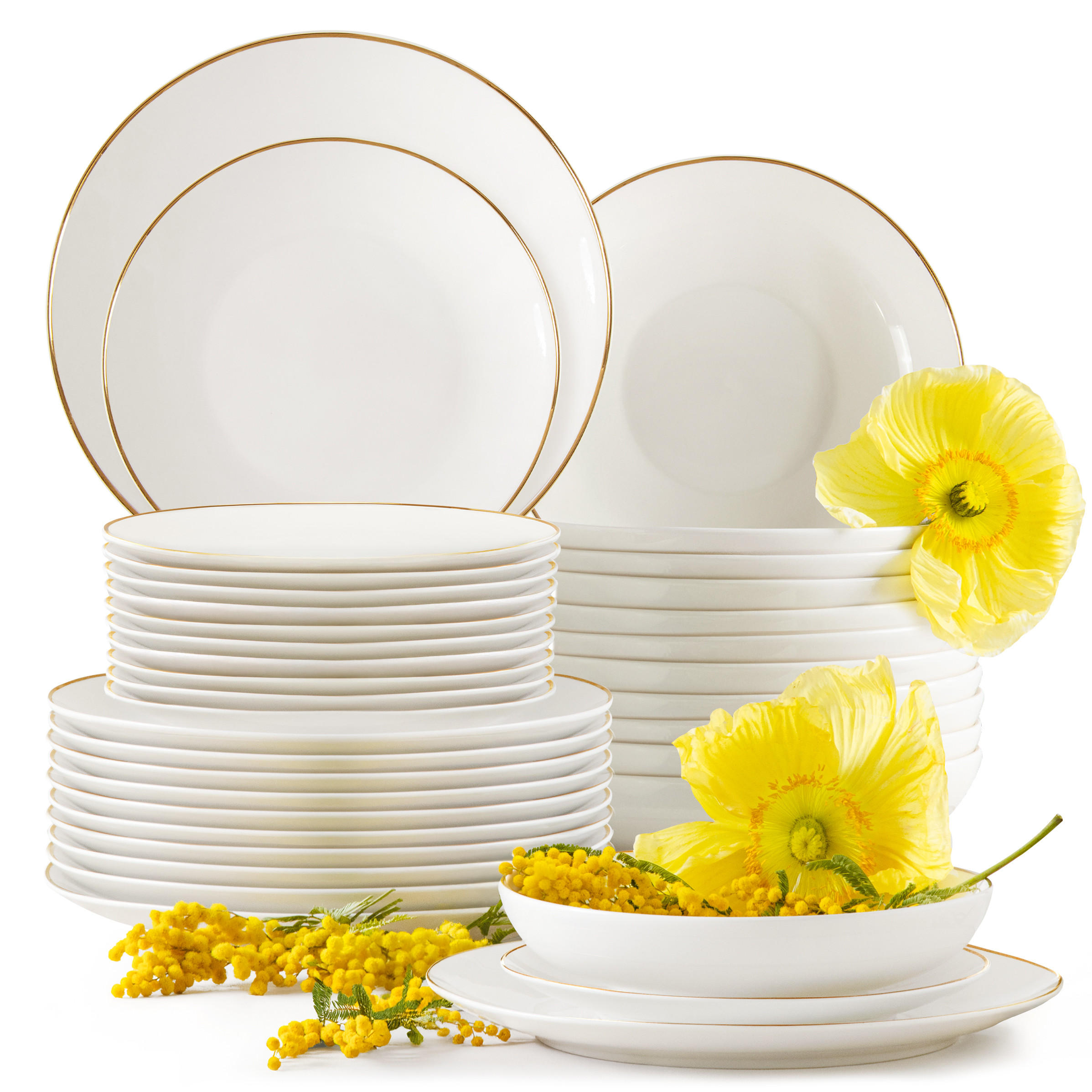 TAFELSERVICE AD BELLA, 12 Personen, 36-tlg - Ecru/Goldfarben, Keramik (26/5/26cm) - KONSIMO®