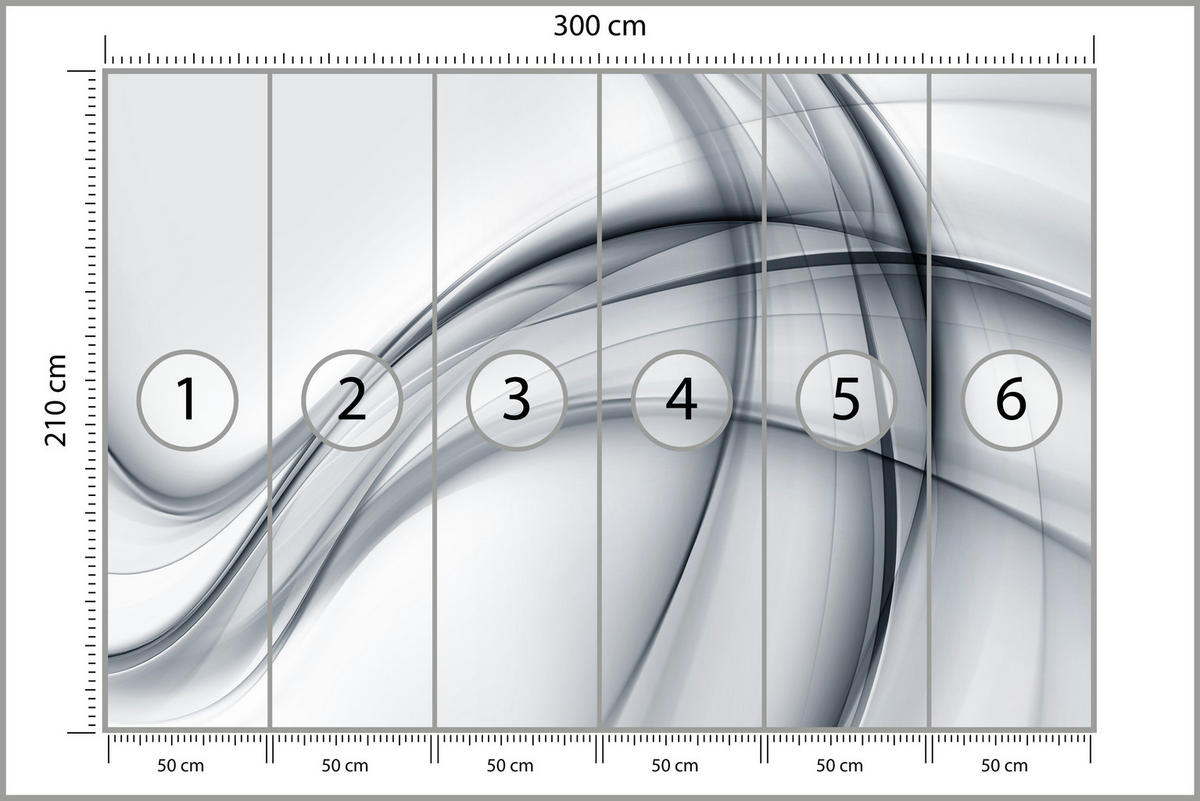 FOTOTAPETE für Wohnzimmer Abstrakte Graue Linien Muster Modern 300x210 - Schwarz/Grau, Papier (300/210cm) - Muralo