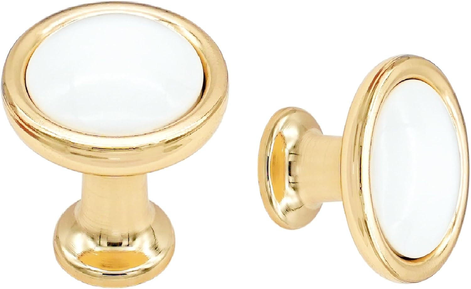 SCHRANKKNOPF Weiß Gold 4er-Set - Weiß, Metall (0.31/2.6/0.31cm)
