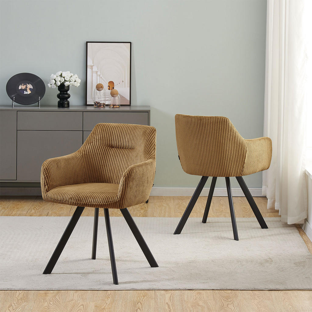 Thumbnail - B&D Home Armlehnstuhl, Dunkelgelb, Metall, 56x80x60 cm, Oeko-Tex® Standard 100, Esszimmer, Stühle, Esszimmerstühle, Arml...