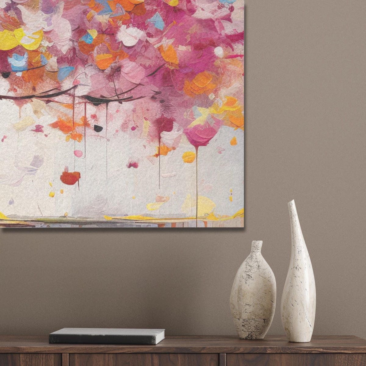 AKUSTIKPANEEL Aquarell - Baum - Kunst - Abstrakt 100x70 cm - Multicolor, Textil (100/0.9/70cm) - MuchoWow