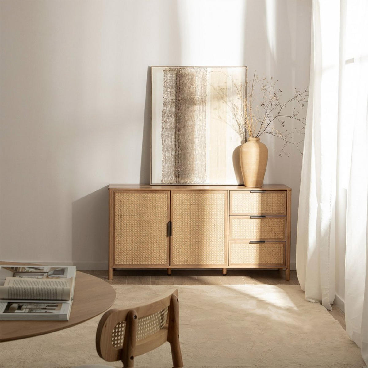 ANRICHTE NIEDRIGE Bent Natürlich 150 cm x 76 cm - Naturfarben, Holzwerkstoff (150/76/40cm) - Klast Home