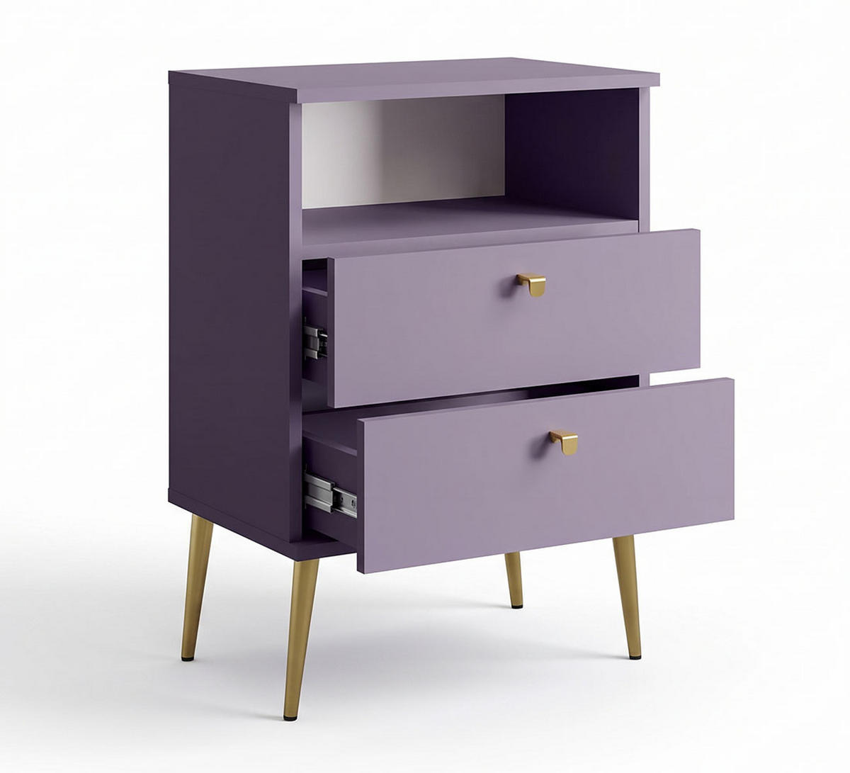 NACHTTISCH High pflaume / gold 50 / 34 / 70cm - Violett/Goldfarben, Holz/Holzwerkstoff (50/70/34cm) - Feldmann-Wohnen