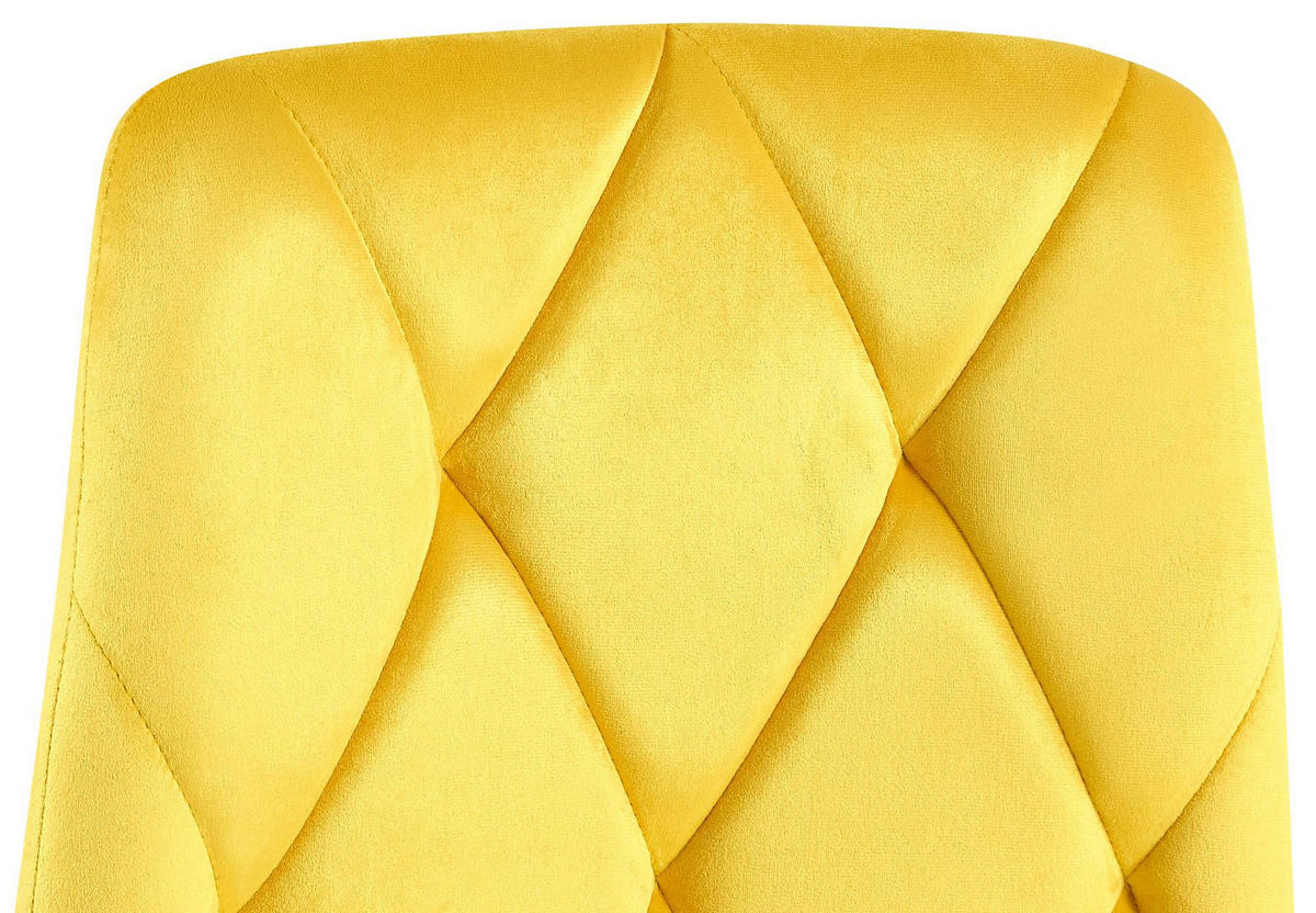 STUHL 2er Set Samt Gelb - Gelb/Schwarz, Textil/Metall (45/85/55cm) - CLP