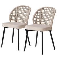 ESSZIMMERSTUHL 2er-Set - Samt / Stahl - Beige / Schwarz - Beige/Schwarz, Textil/Metall (47/84/58cm) - home24