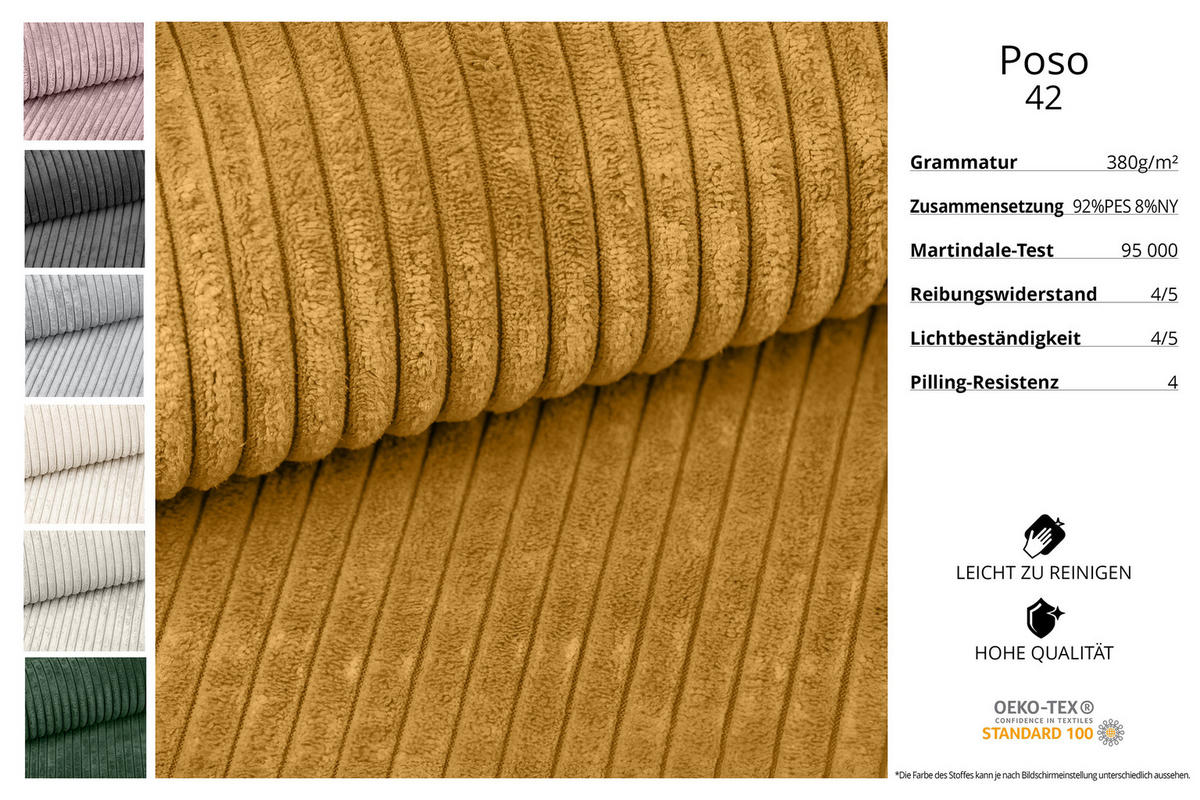 ECKSOFA mit Schlaffunktion und Bettkasten LIRA-L - 264x172x89 Senfgelb - Sandfarben, Holzwerkstoff/Textil (264/172cm) - ALTDECOR