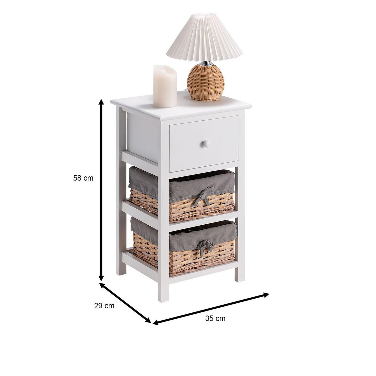 NACHTTISCH PORTEL - Weiß, Holz (35/58/29cm) - CARO-Möbel