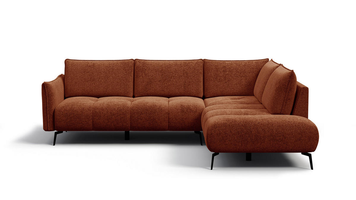 ECKSOFA AERA 5-Sitzer rechts, orange - Schwarz/Orange, Holz/Textil (268/206cm) - Courtois Laville