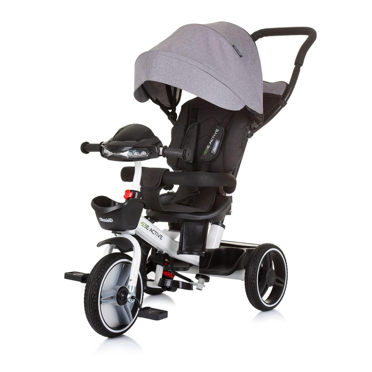 DREIRAD Be Active 2 in 1 grau Sitz drehbar Musik Licht drehbar - Grau, Metall (117/50/96cm) - Chipolino