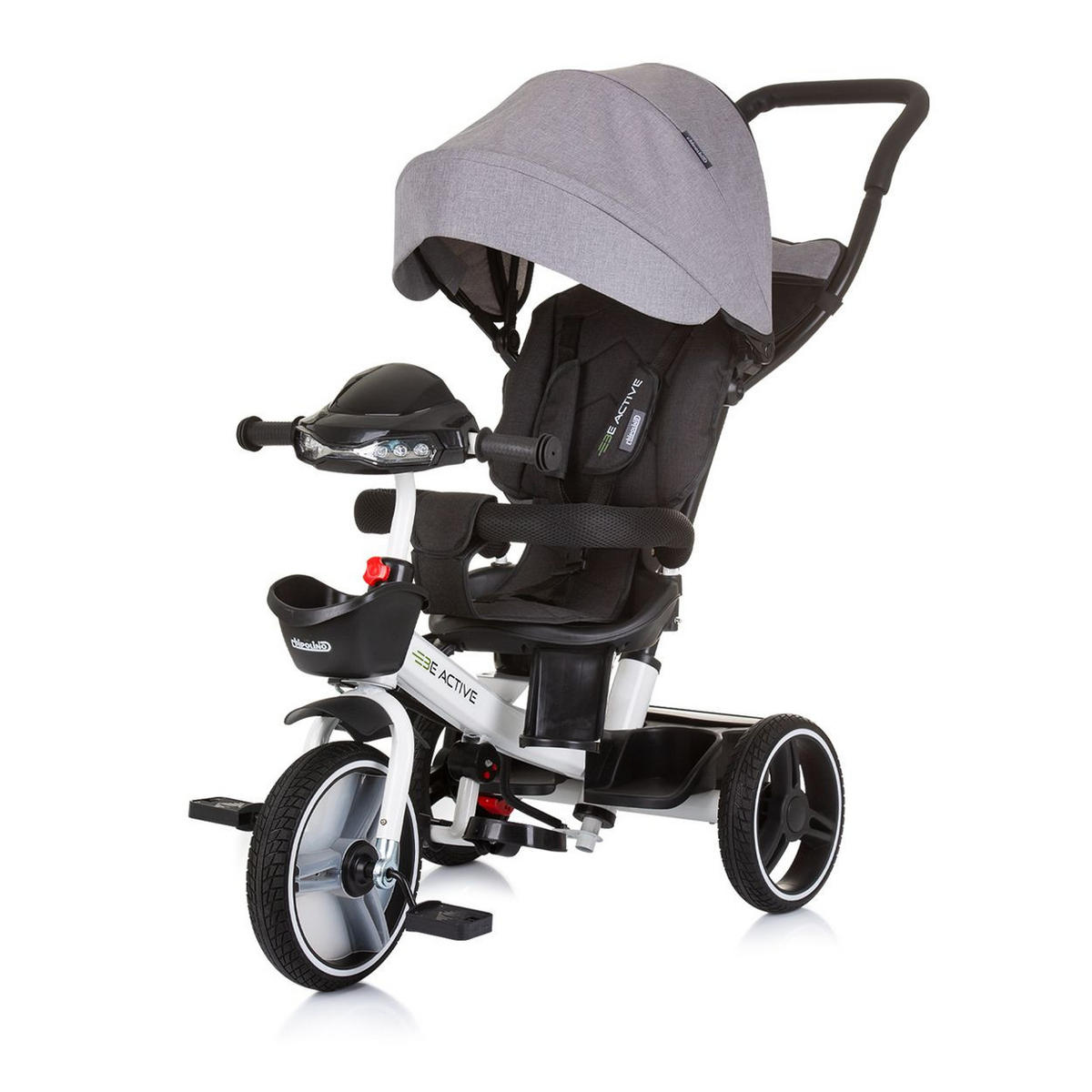 DREIRAD Be Active 2 in 1 grau Sitz drehbar Musik Licht drehbar - Grau, Metall (117/50/96cm) - Chipolino