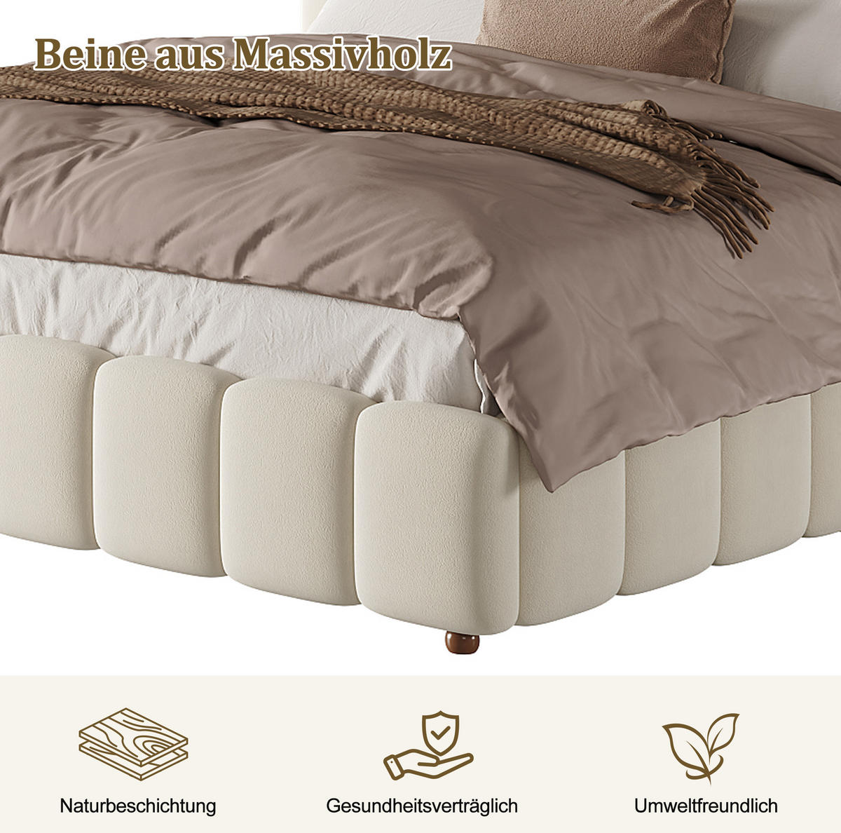 POLSTERBETT aus Samt 160x200 cm Beige mit hydraulischem Bettkasten und Lattenrost - Beige, Textil (160/200cm) - IVMEU