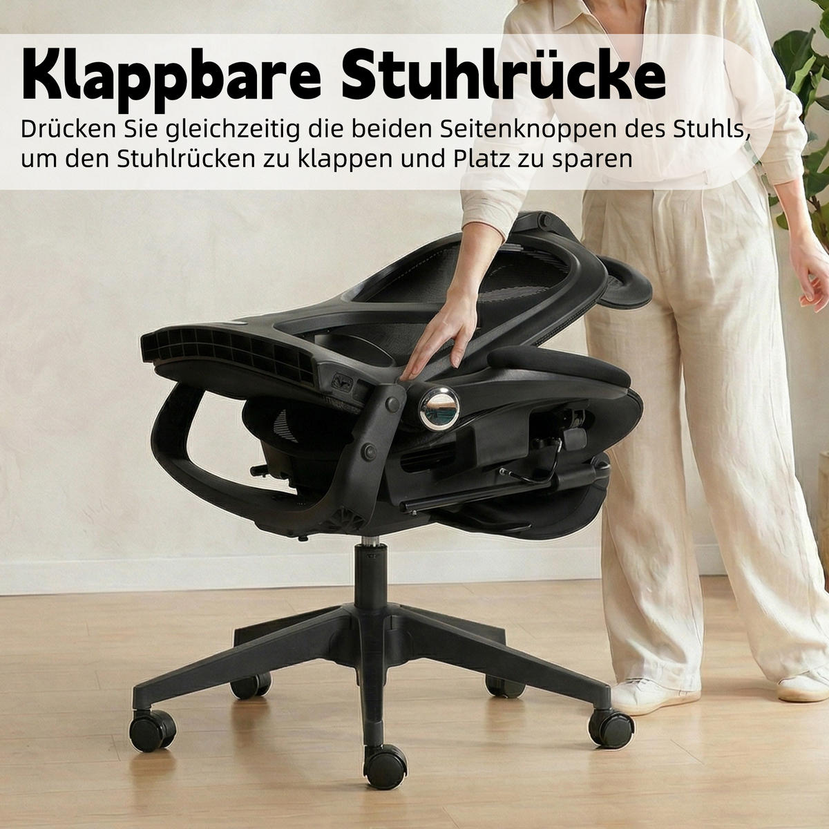DREHSTUHL DE-40937 mit klappbarer Rückenlehne und 3D-Kopfstütze Schwarz - Schwarz, Metall (62/129/48.5cm) - ComfortXL