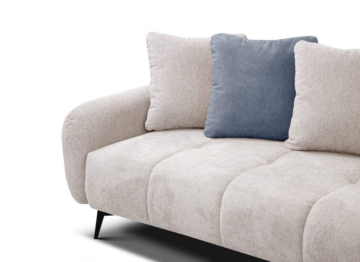 ECKSOFA EVENTO 5-Sitzer, creme - Creme/Schwarz, Holzwerkstoff/Textil (266/206cm) - Courtois Laville