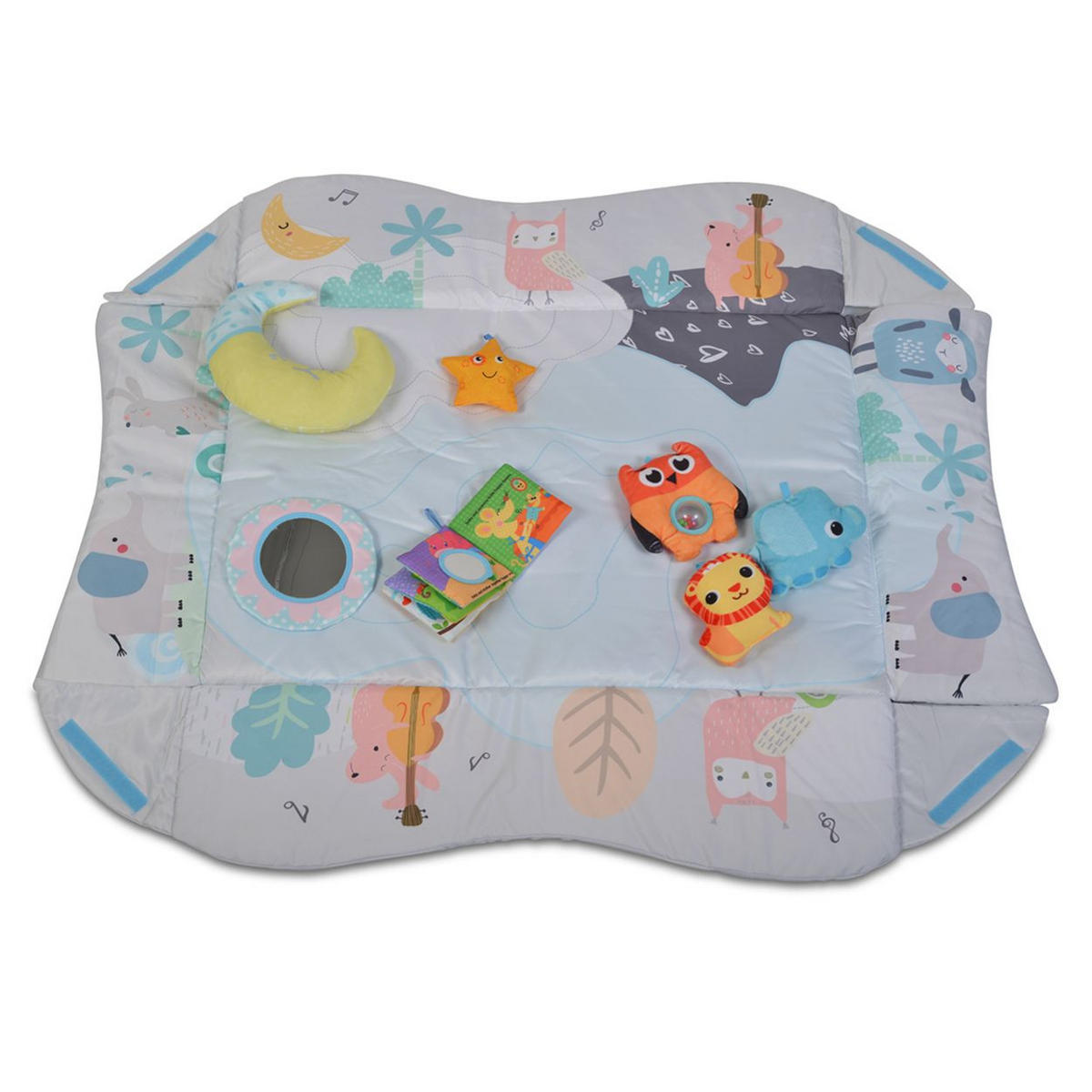 SPIELBOGEN 2 in 1 Oase grau 115 x 98 cm, Krabbeldecke, Kissen, Bällebad, abnehmbar, ab 6 Monate - Grau, Textil (98/50/115cm) - Moni