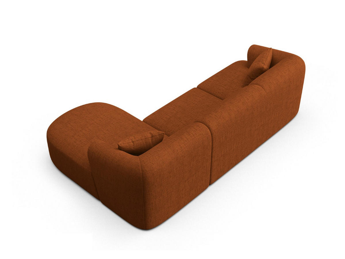 MODULARES-ECKSOFA rechts Campi aus strukturiertem Stoff ziegelrot 4 Sitzplätze - Orange, Textil (156/256cm) - Cosmopolitan Design