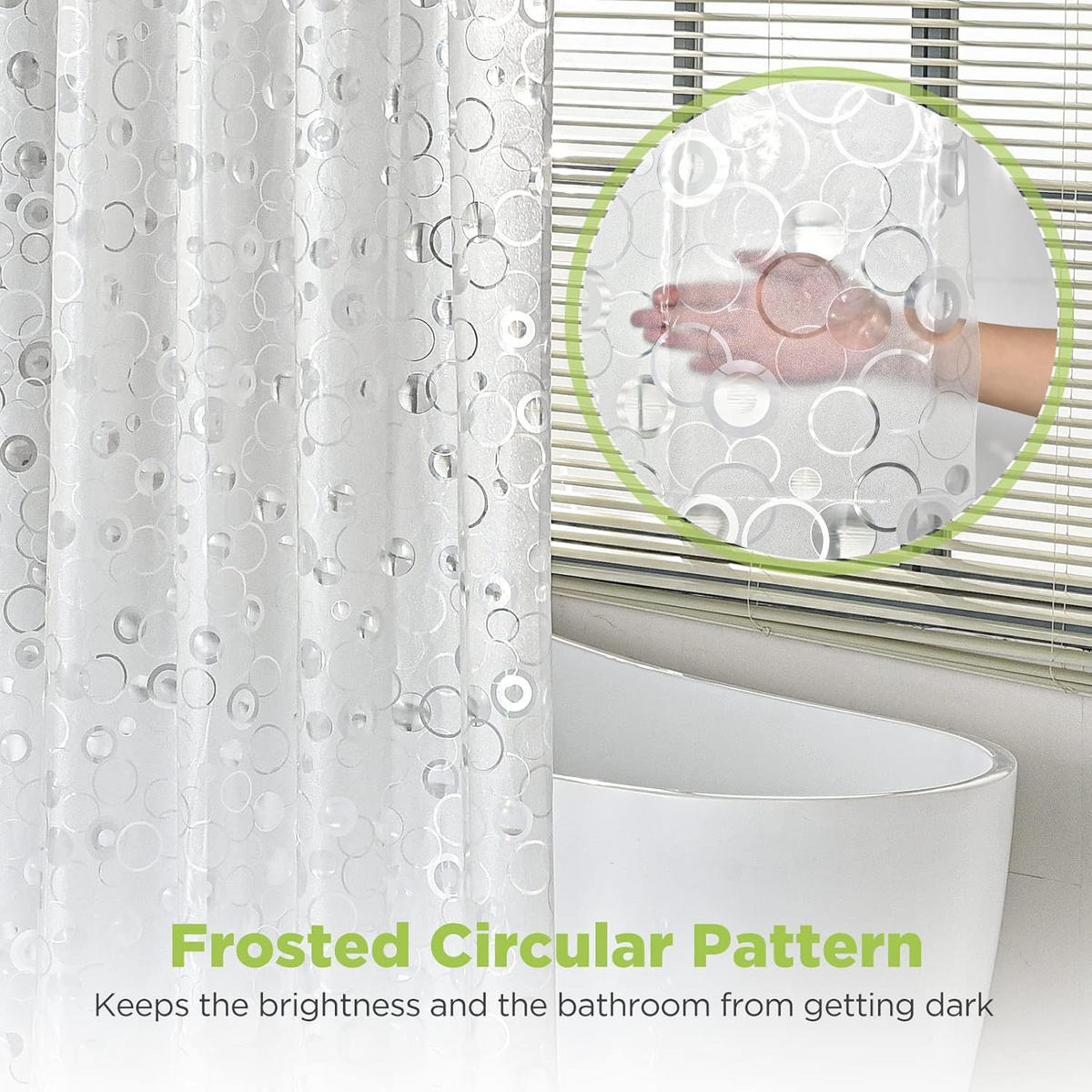 DUSCHVORHANG EVA transparent schimmelresistent wasserdicht mit Ringen - Transparent, Kunststoff (180/180cm) - MCBOSON