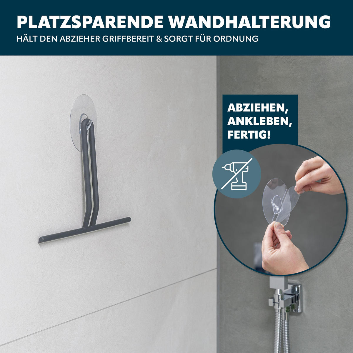 DUSCHABZIEHER 2er-Set, grau, Edelstahl - Grau, Metall (24/20/2cm) - bremermann