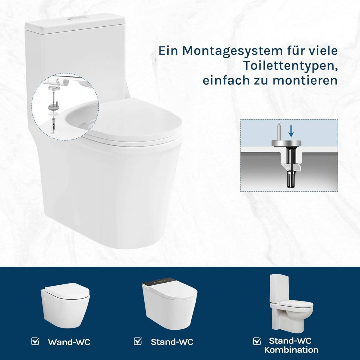 TOILETTENDECKEL WC Deckel Sitz Absenkautomatik, D-Form - Weiß, Kunststoff (36/2.51/45cm) - Woltu
