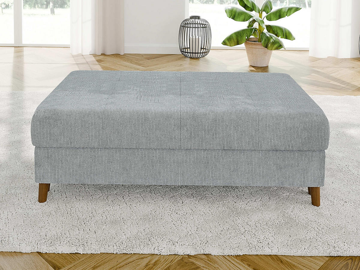 HOCKER Sigurd Hellgrau Chenille - Hellgrau/Braun, Holz/Textil (118/40/73cm) - S-Style Möbel