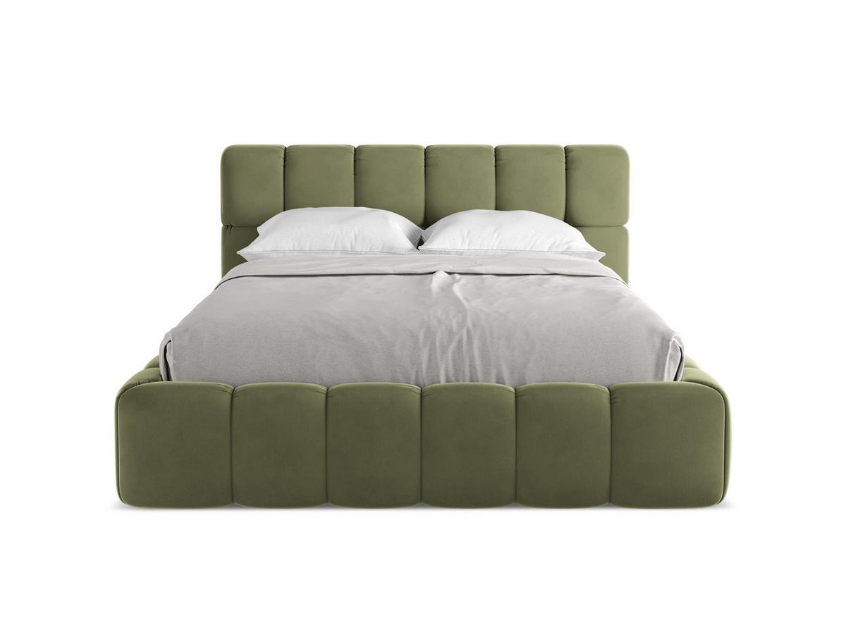 POLSTERBETT mit Bettkasten und Lattenrost 160x228 Grün - Schwarz/Olivgrün, Kunststoff/Textil (140/200cm) - Makamii