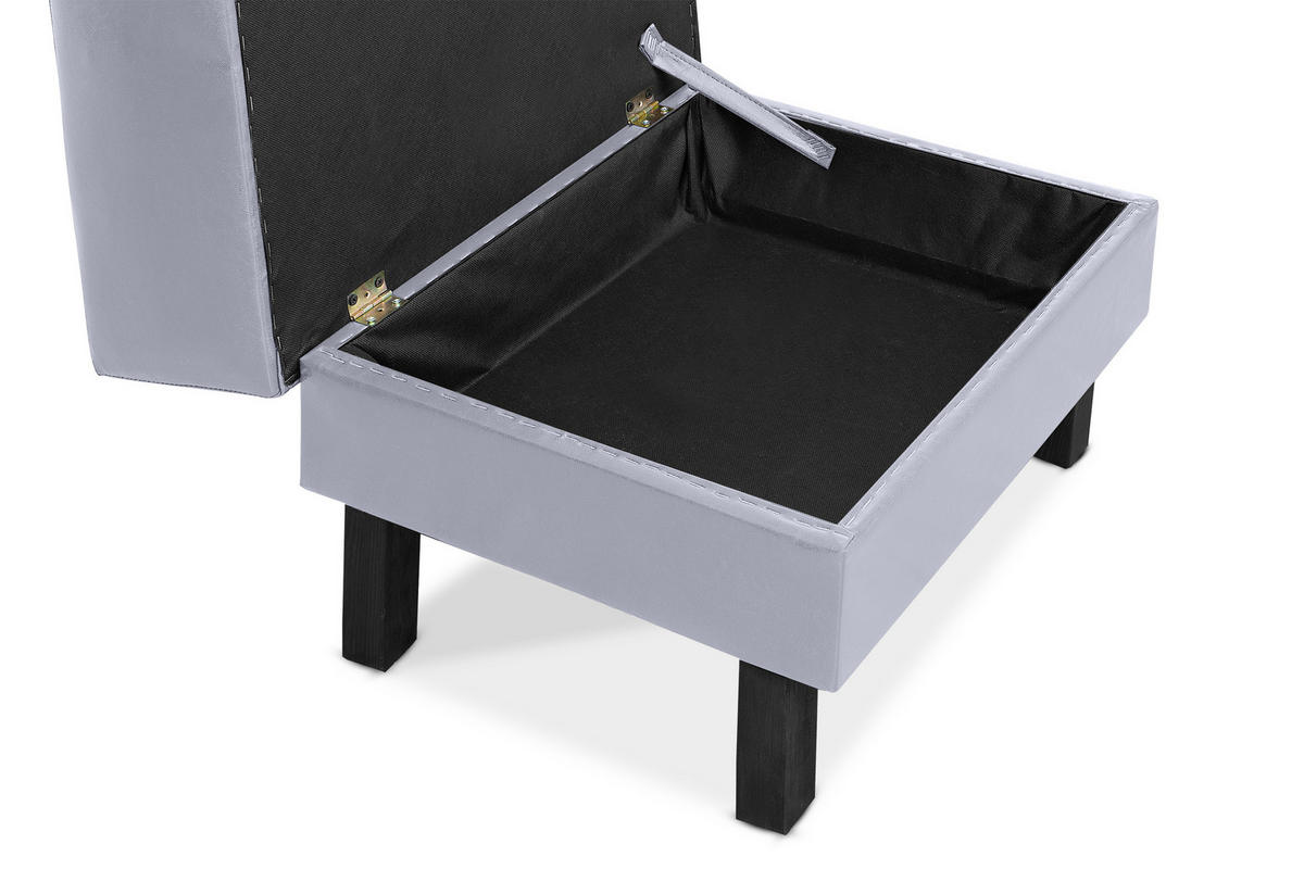 SITZHOCKER ESPECTO auf hohen Holzbeinen, grau - Schwarz/Grau, Textil (58/47/56cm) - KONSIMO®
