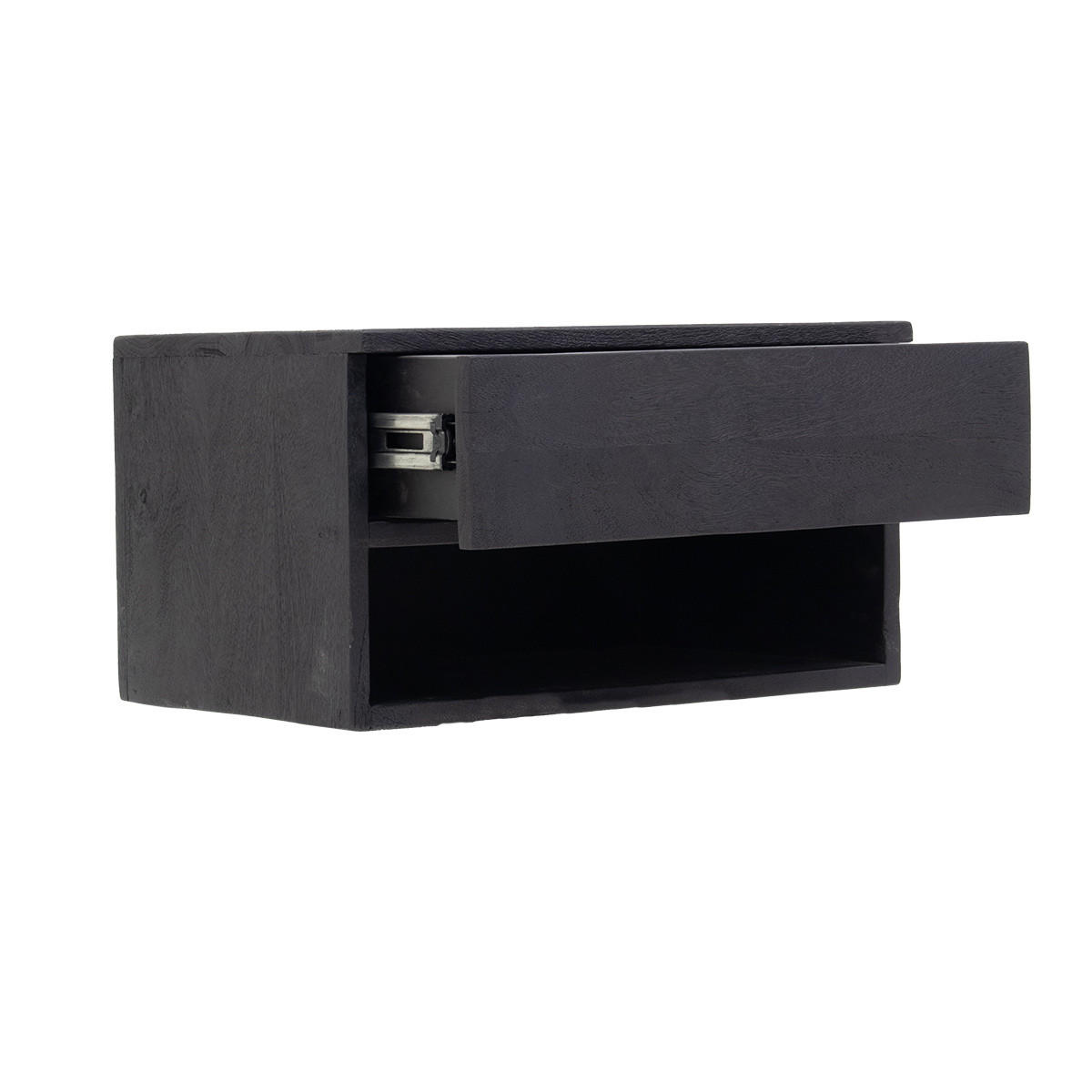 NACHTTISCH schwebend aus Holz, schwarz - Schwarz, Holz (45/25/30cm) - Giga Meubel