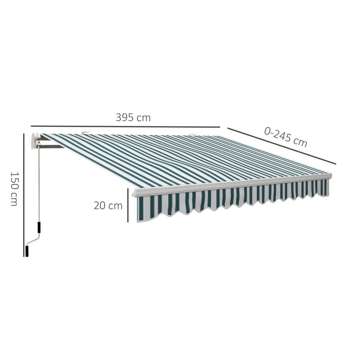 MARKISE 395x245 cm weiß grün - Weiß, Metall (395/245cm) - LEBENLANG