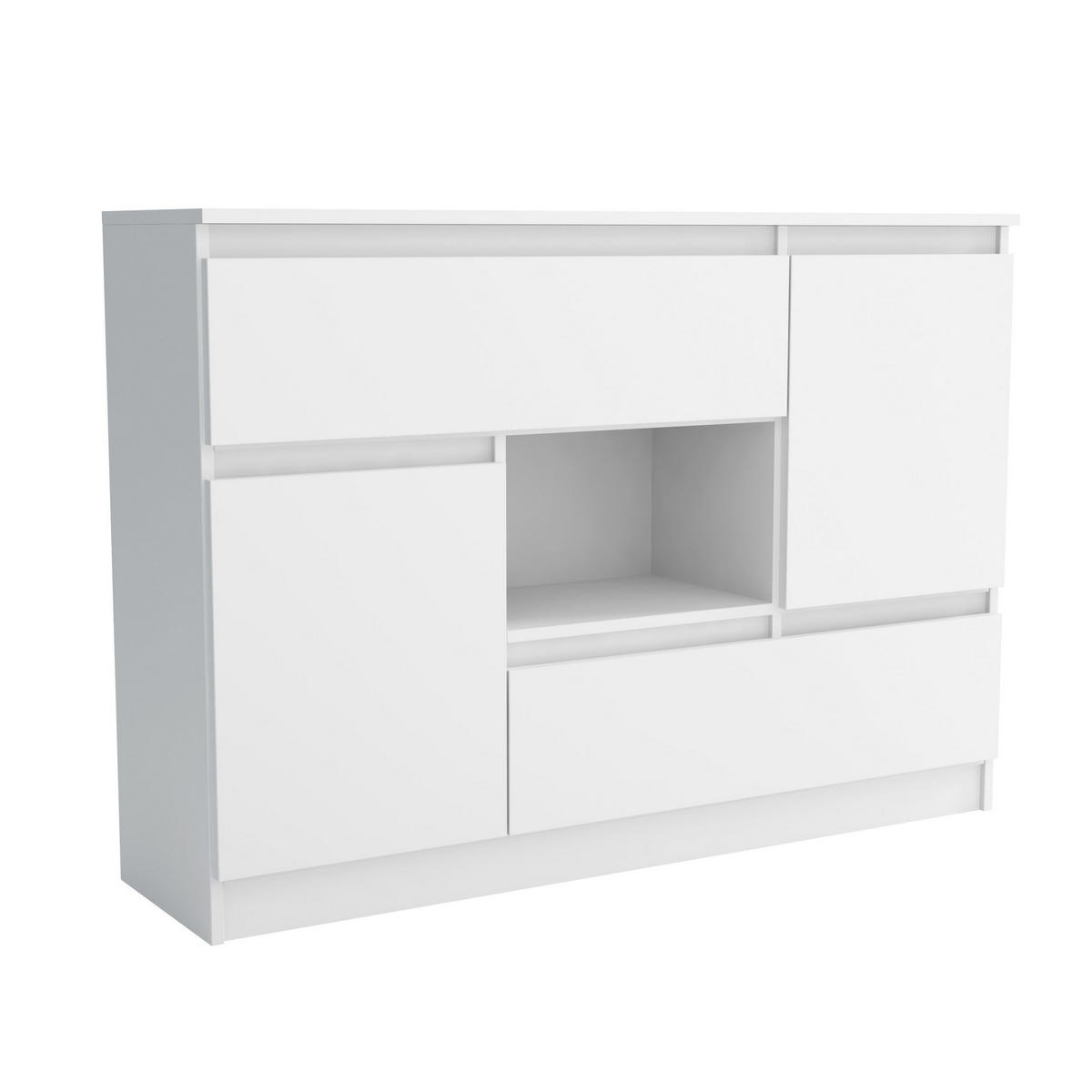 KOMMODE FIORENZA 120/85/33 cm mit 2 Schubladen 2 Türen Weiß - Weiß, Holzwerkstoff (120/85/33cm) - MASSENO