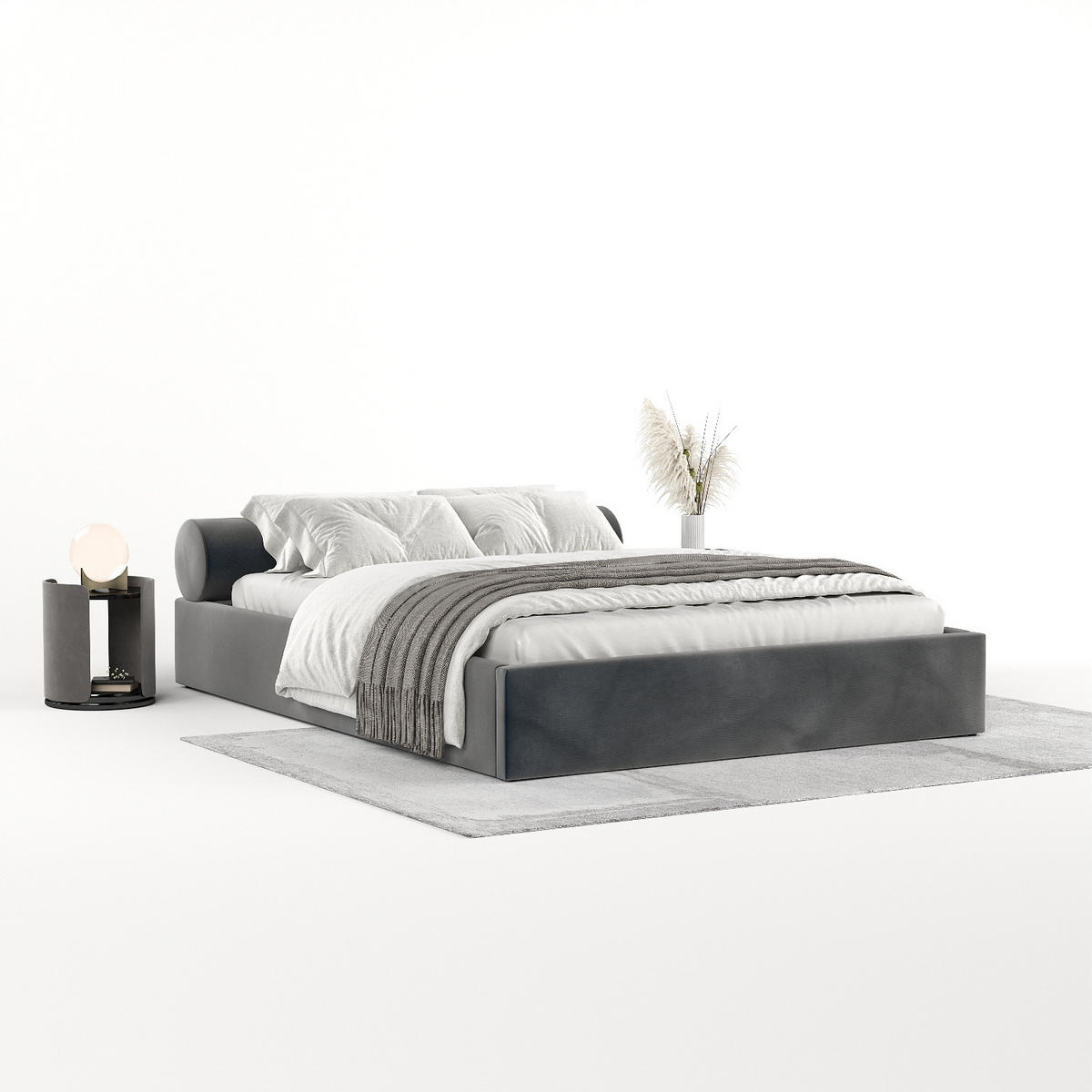 POLSTERBETT Solvo mit Stauraum 200/200 cm Anthrazit im Paros Stoff - Anthrazit/Schwarz, Holz/Holzwerkstoff (200/200cm) - AltaBeds