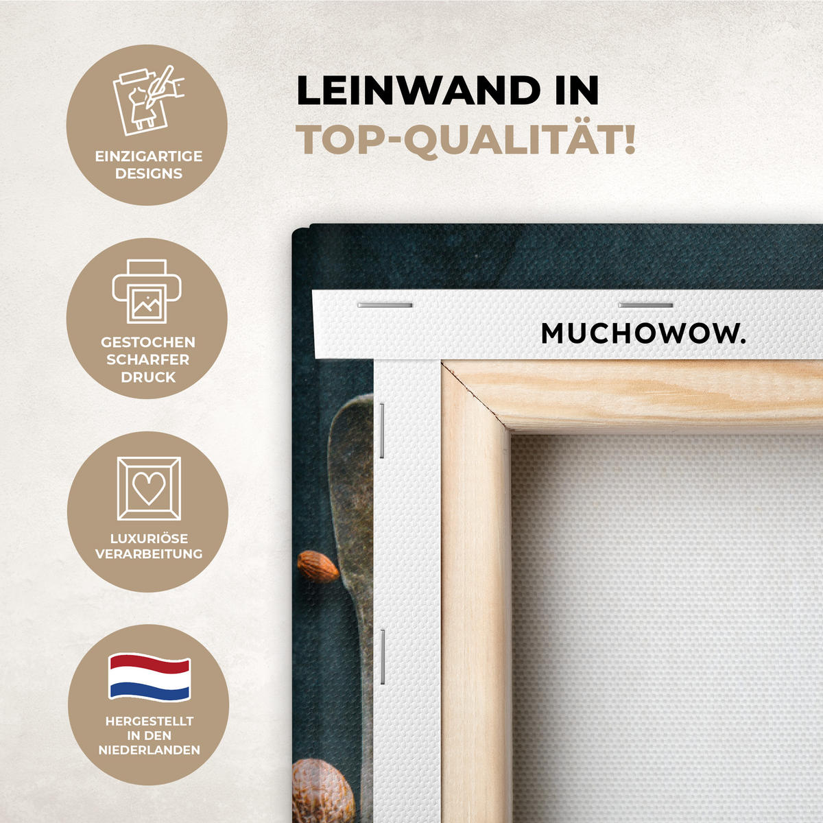LEINWANDBILD Kräuter - Gewürze - Löffel 60x90 cm - Currygelb, Textil (60/90cm) - MuchoWow